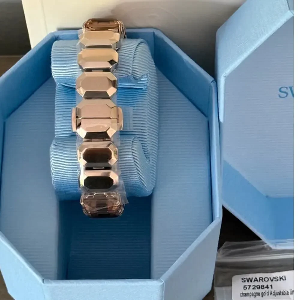 Swarovski Millenia Bracelet Watch Champagne Gold Octagon Crystals Swiss Quartz